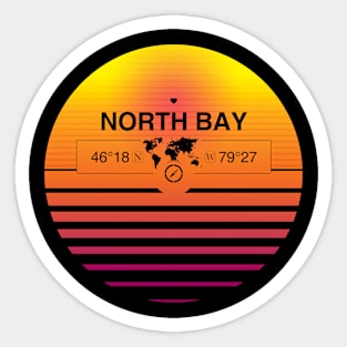 North Bay, Ontario Retro Sunset Sticker